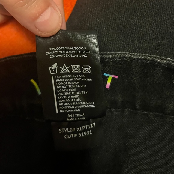 Vibrant M.I.U black with painted white bands and crossover waist jeans NWT - Picture 12 of 14